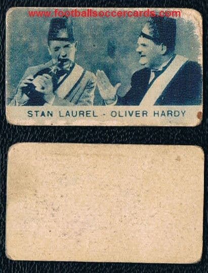 1930s Laurel & Hardy trade card from Italy, blue tint type Stan & Ollie