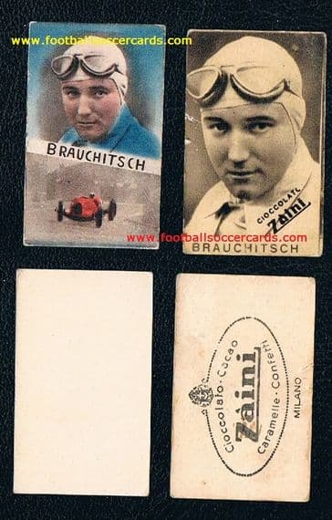 1930s Manfred von Brauchitsch Silver Arrows Mercedes F1 driver x2 cards, Zaini