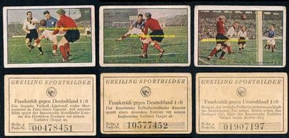 1931 Alex Thepot World Cup 1930 French Red Star goalie v Germany x3 Greiling Sportbilder cards