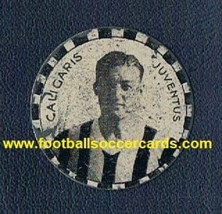 1931 Caligaris Juve DEA metal card with Ranelli on rear side