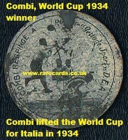 1931 Gianpiero Combi Italian WC34 winner captain on a 1930 DEA Juventus disc