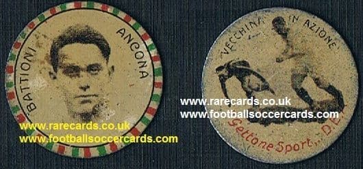 1931 Giovanni Battioni Ancona & Giovanni Vecchina in Juventus away strip DEA gettone sport