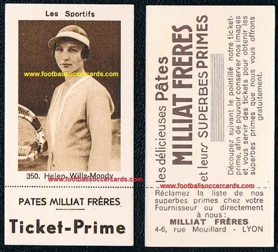 1931 Helen Wills Moody tennis legend Les Sportifs #350 Milliat Freres French card near-MINT