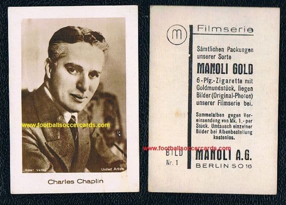 1931 Manoli Gold Tobacco CHARLIE CHAPLIN Filmseries 1 end number rarity, glossy quality German card