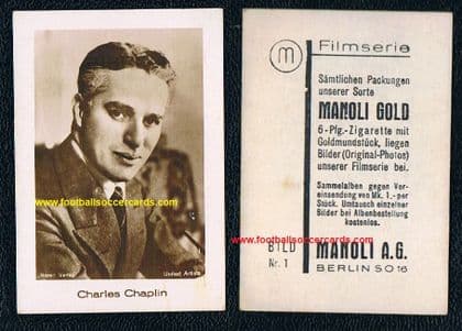 1931 Manoli Gold Tobacco CHARLIE CHAPLIN Filmseries 1 end number rarity, glossy quality German card