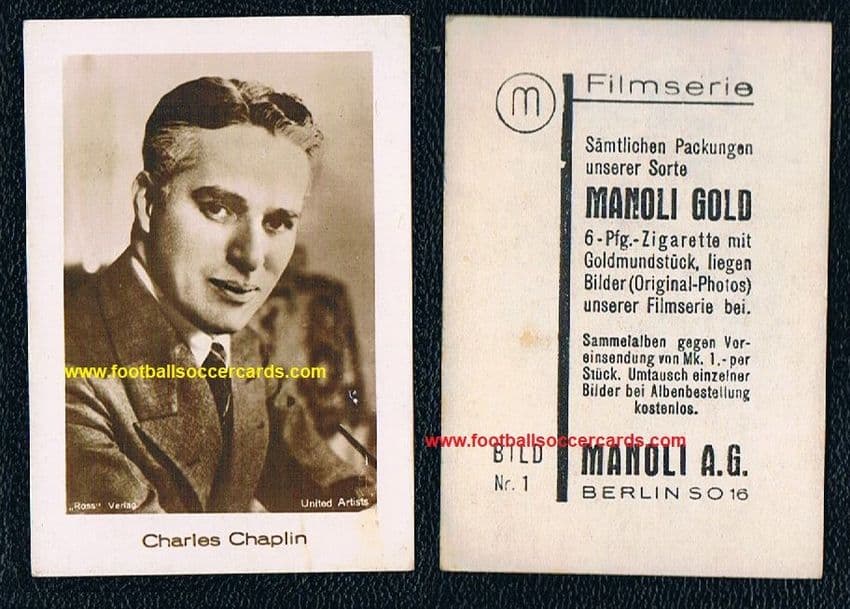 1931 Manoli Gold Tobacco CHARLIE CHAPLIN Filmseries 1 end number rarity, glossy quality German card