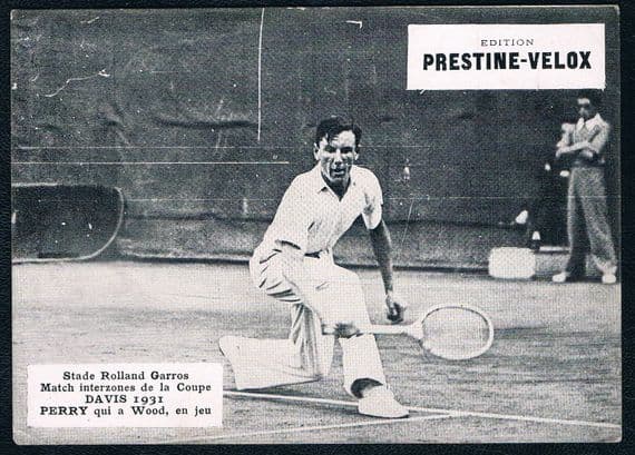 1931 Prestine Velox card of Fred Parry at Roland Garros tennis legend
