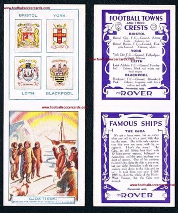 1931 Ships GJOA + Football Towns & Crests Bristol City Rovers York Blackpool Leith ROVER comic
