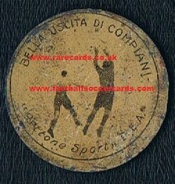 1931 two-sided metal card with Santagostino & Compiani of AC Milan DEA Gettone