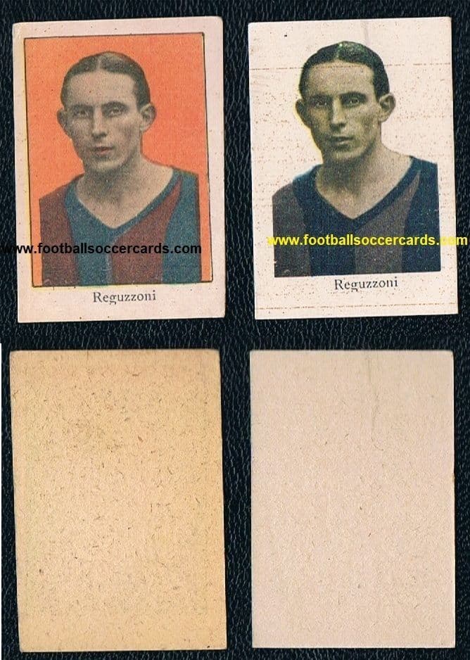 1932 -34 PAIR Carlo Reguzzoni Golden Boot x4 Champion candy trade cards from Italy Bologna