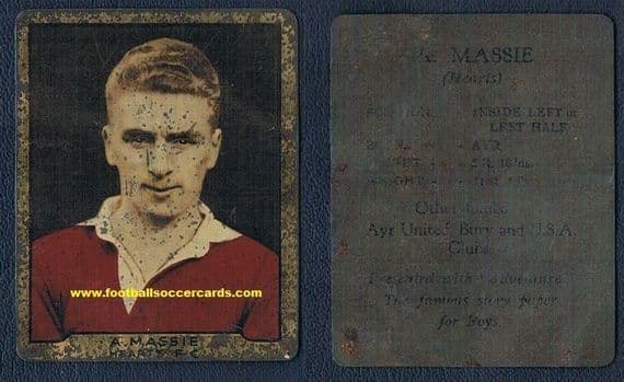 1932 Alex Massie early USA soccer ASL star PA Bethlehem Steel metal Adventure Hearts Villa card