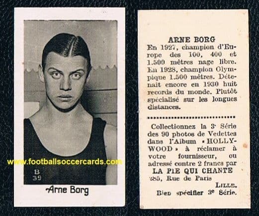 1932 Arne Borg 32 World Records & 5 Gold Medals ATG HOF Legend Pie Qui Chante