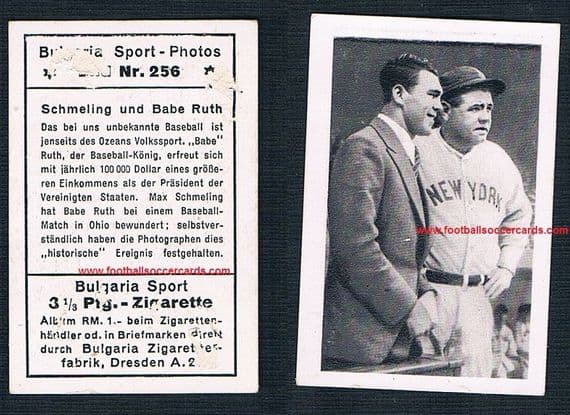 1932 Babe Ruth Max Schmeling card by Bulgaria Sport Photos 256 Germany some issues to rear