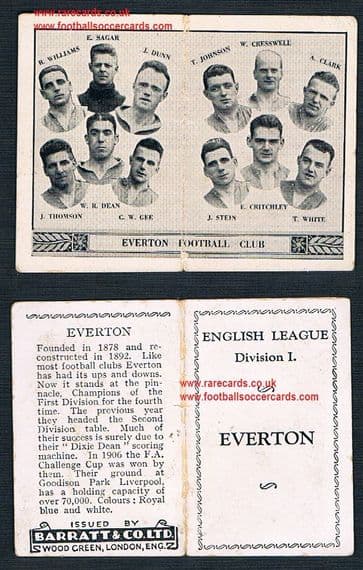1932 Barratt English League Div 1 folder Everton Dixie Dean