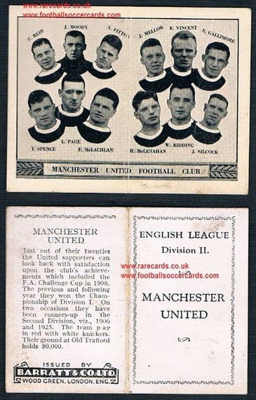 1932 Barratt English League Div 2 folder Manchester United