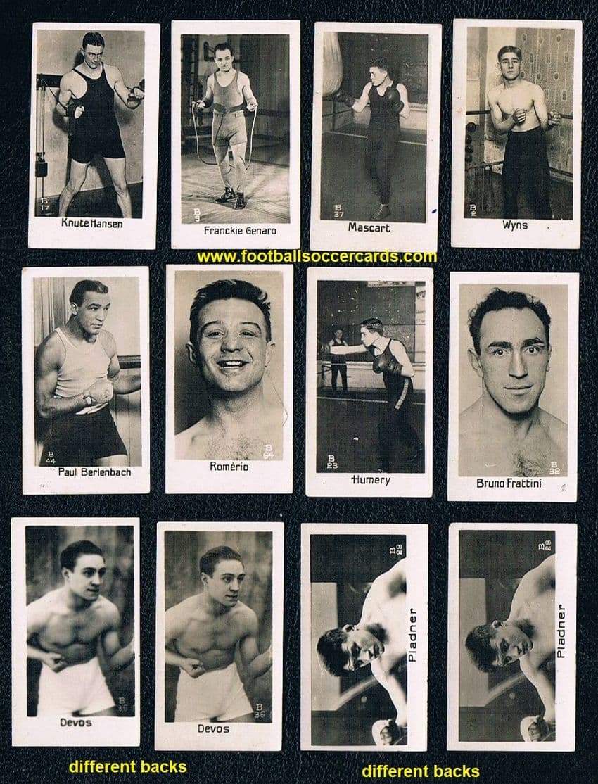 1932 boxers x12 cards La Pie Qui Chante & Bie Abeille, Rene DeVos etc