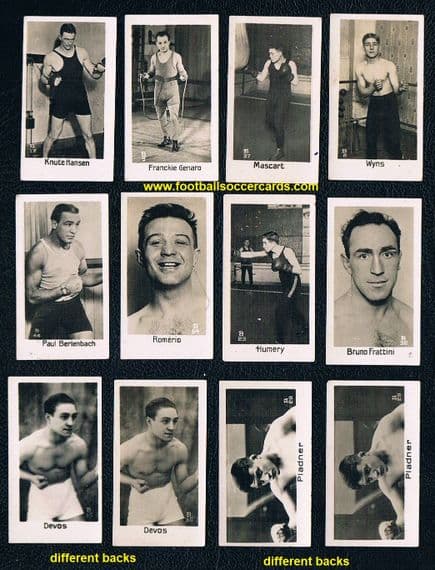 1932 boxers x12 cards La Pie Qui Chante & Bie Abeille, Rene DeVos etc