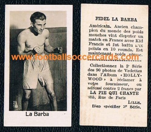 1932 Fidel La Barba USA World Boxing Champion La Pie Qui Chante card