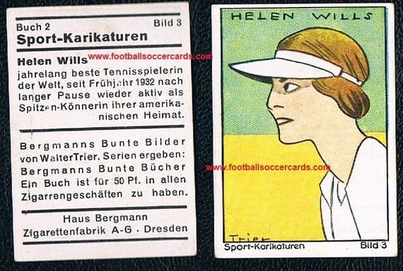1932 Haus Bergmann HELEN WILLS MOODY #3 tennis tobacco card Bunte Buch beauty