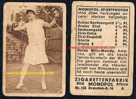 1932 Helen Wills Moody Monopol SportPhotos card from Germany