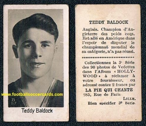 1932 Pie Qui Chante French boxing card TEDDY BALDOCK GB World Champ Bantamweight