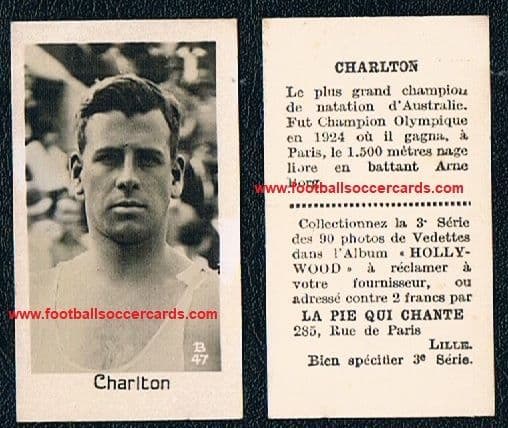 1932 Pie Qui Chante French card of Andrew Murray Boy Charlton Australia legend World Record swimmer