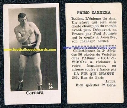 1932 Pie Qui Chante rookie card PRIMO CARNERA #14 before he was world Champ boxer legend on EB more!