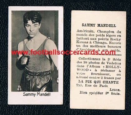 1932 Sammy Mandell Rockford Sheik NBA World Boxing Champion 4-years running La Pie Qui Chante card