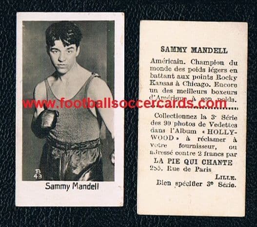 1932 Sammy Mandell Rockford Sheik NBA World Boxing Champion 4-years running La Pie Qui Chante card