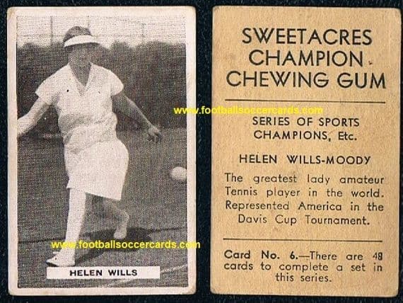 1932 Sweetacres Gum Helen WIlls Moody tennis card #6