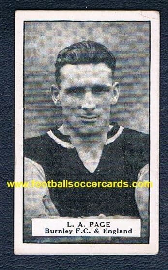 1932 Teasdale Footballers L A Page of Burnley (1 of 2 known varieties) & NFS sample packet shown