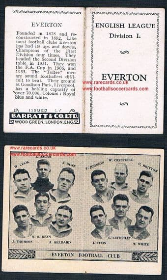 1933 Barratt English League Div 1 folder Everton Dixie Dean