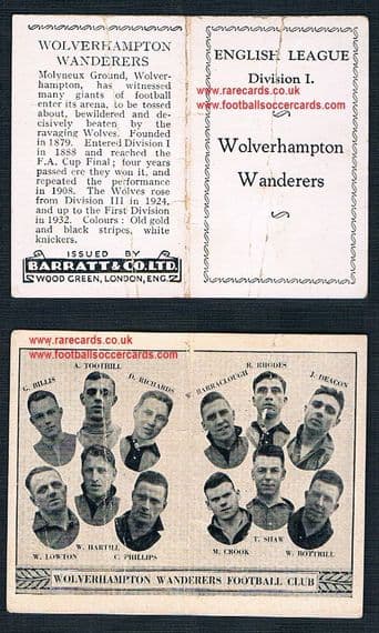 1933 Barratt English League Div 1 folder Wolves
