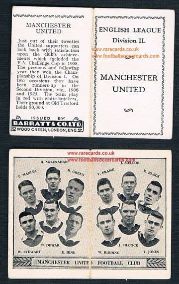 1933 Barratt English League Div 2 folder Manchester United