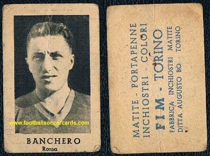 1933 Elvio Benchero AS ROMA a FIM trade card from Italy