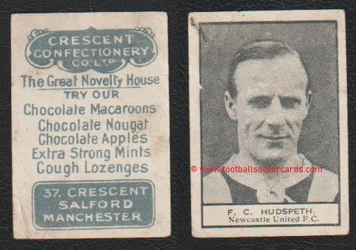 1933 Frank Hudspeth Newcastle United legend Crescent confectionery 1st series card