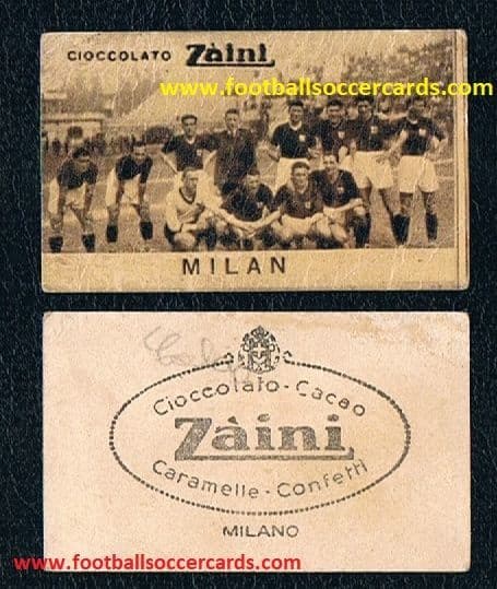 1934 AC MILAN on a rare Zaini chocolates card