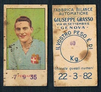 1934 Atillio Ferraris IV Roma Lazio Italy WORLD CUP WINNER gold Grasso weight card