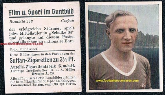 1934 Aurelia Tobacco Fritz Szepan / Czepan 228 Schalke Film und Sport im Buntbild card HOF ATG