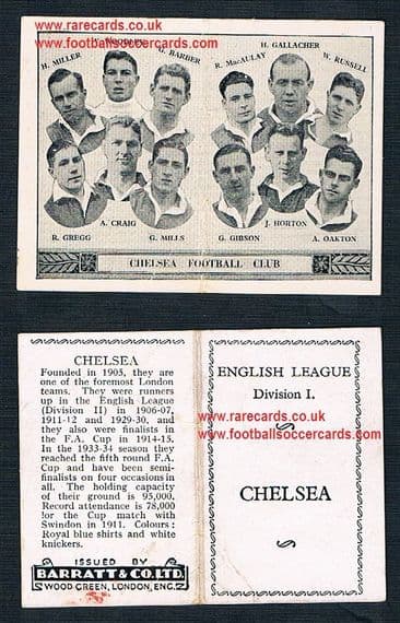 1934 Barratt English League Div 1 folder Chelsea
