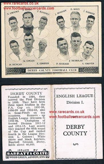 1934 Barratt English League Div 1 folder Derby County