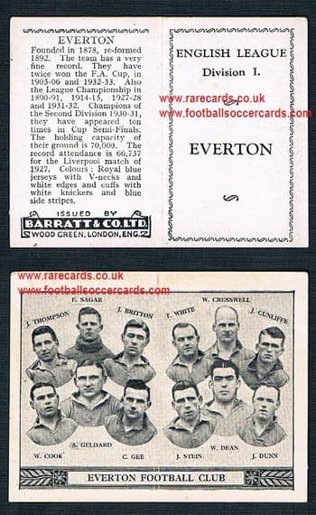 1934 Barratt English League Div 1 folder Everton