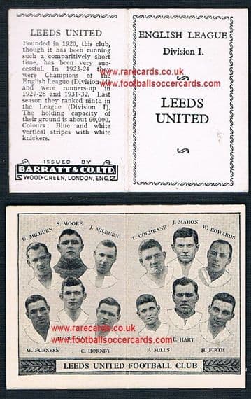 1934 Barratt English League Div 1 folder Leeds United