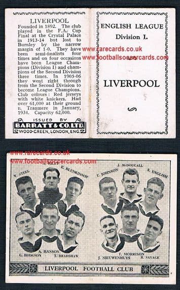 1934 Barratt English League Div 1 folder Liverpool