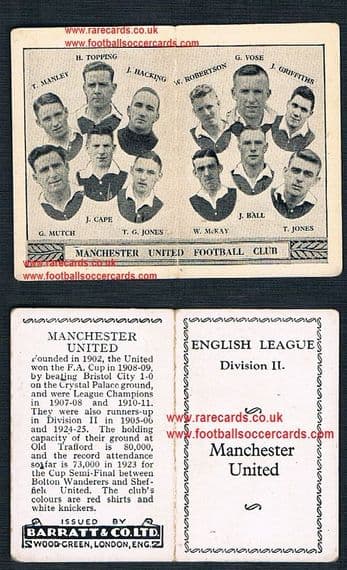 1934 Barratt English League Div 2 folder Manchester United