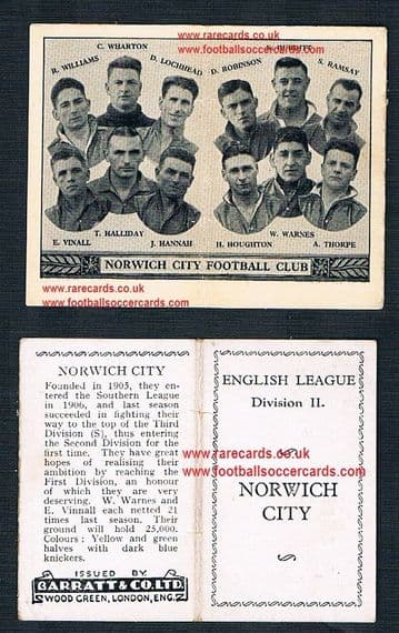 1934 Barratt English League Div 2 folder Norwich City