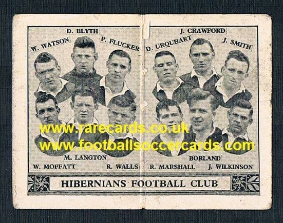 1934 Barratt Scottish league div 1 football team folders card Hibs hibernians