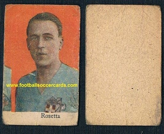 1934 card of the legend V.Rosetta WC34 captain Italy on a generic orange sky trade card