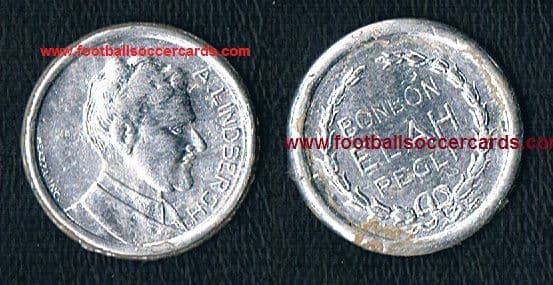 1934 Charles Lindbergh Elah Bon Bons card bas relief in foil, like a coin,  trade card from candy