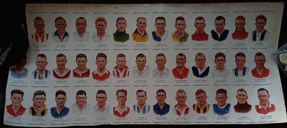 1934 Dixie Dean UNCUT ORIGINAL SHEET of Carreras footballer cigarette cards x 38 cards uncut